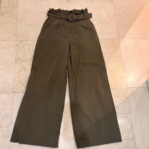 Express Olive Wide Leg Paperbag Pants